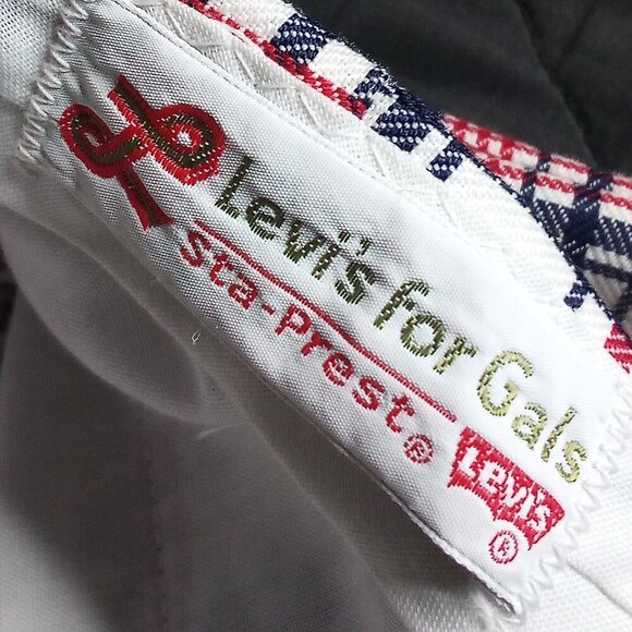 Vintage Levi's Sta-Prest Gals Plaid Polyester Pants Flared - Picture 5 of 8